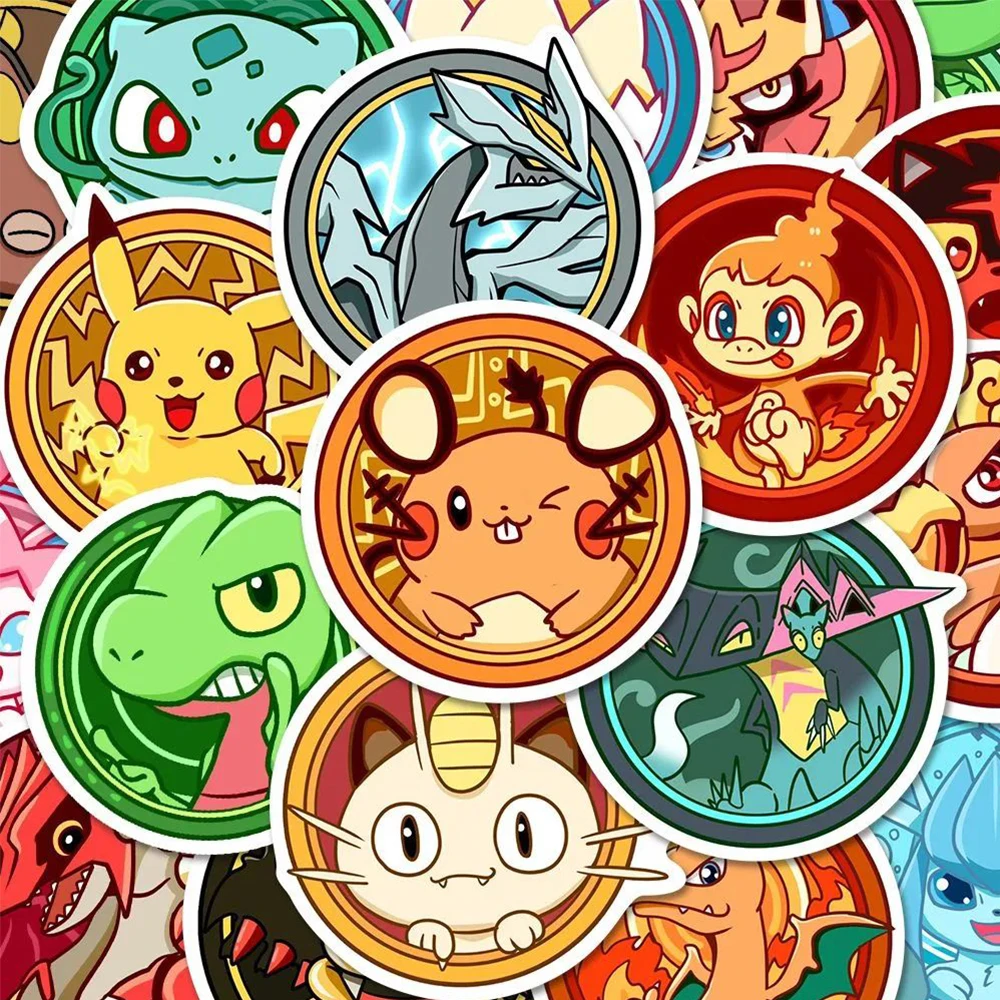 10/30/63pcs Kawaii Pokemon Eevee Pikachu Charmander Cartoon Stickers Graffiti Decals Toy DIY Skateboard Phone Cute Anime Sticker