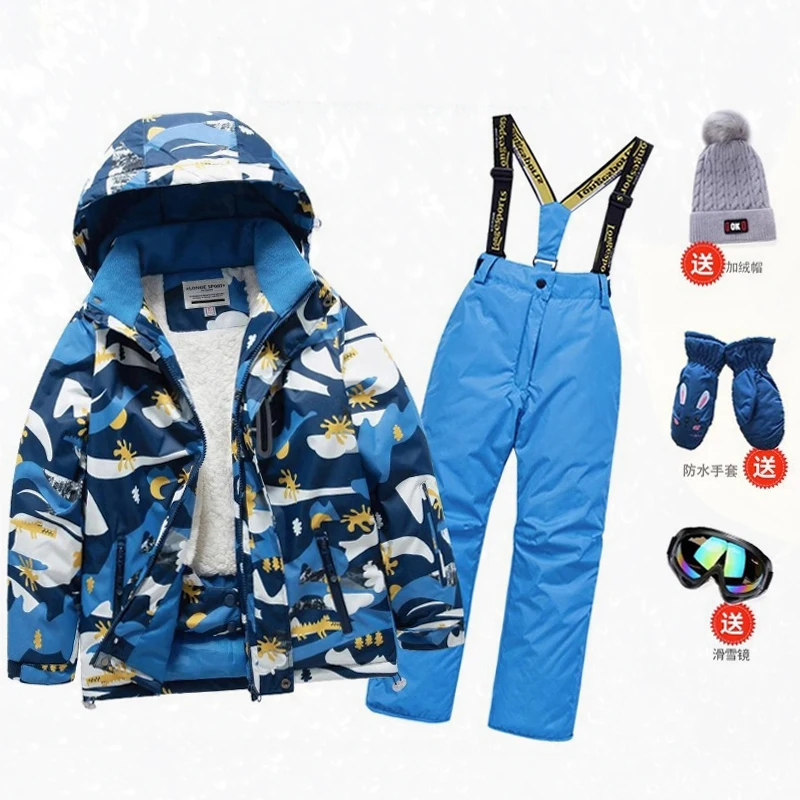 Children Ski Suit Kids Waterproof Windproof Thermal Snow Clothing Set Snowboarding Winter Warm Boy Girl Sports Wear