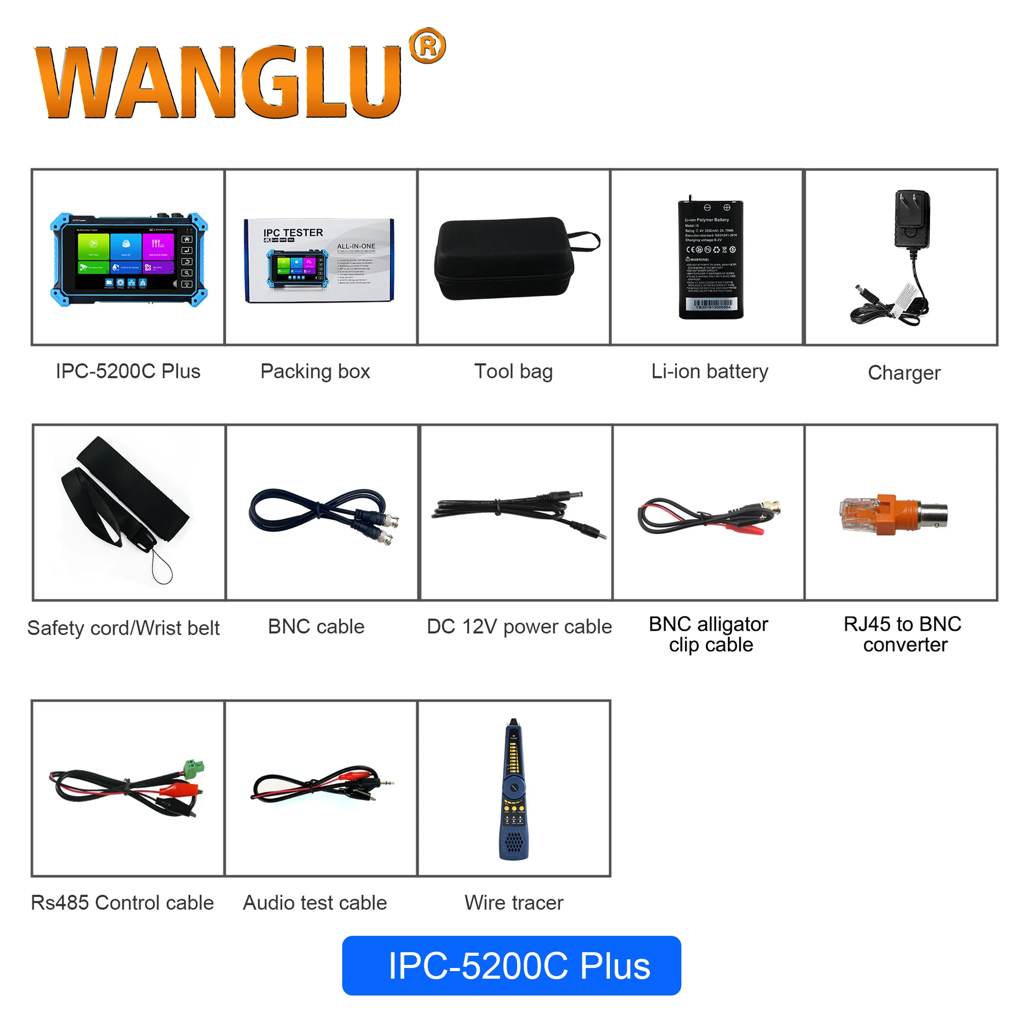 Upgraded 8K IPC-5200C Plus IP Camera Tester 8MP AHD TVI CVI SDI Analog IP Camera Monitor Tester VGA HD Input CCTV Camera Tester