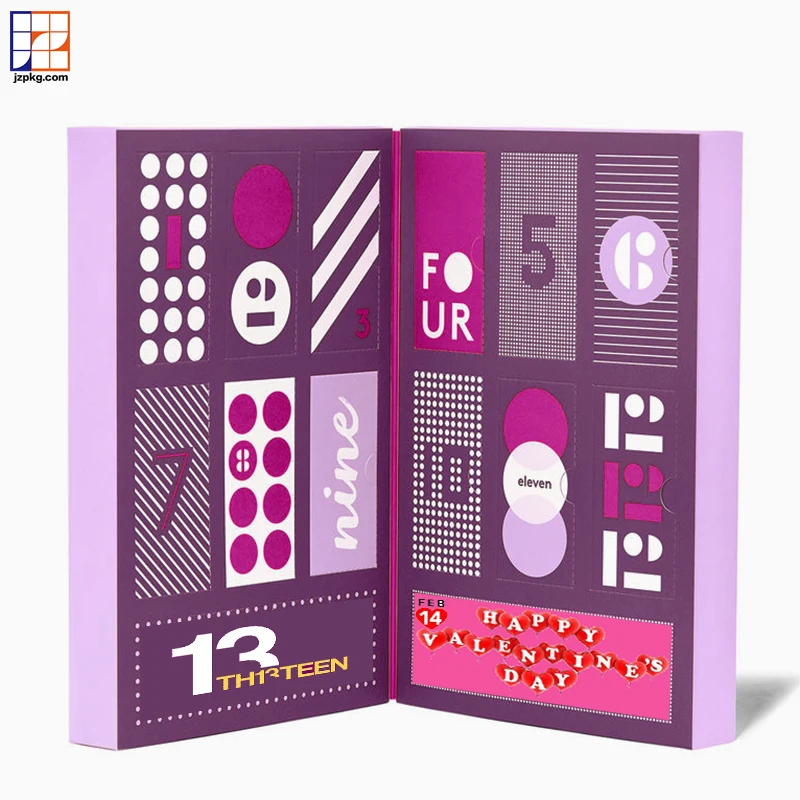 2025.Custom 14 Drawers Packaging Box Set Cosmetic Empty Gift Box Countdown Beauty Valentines Advent Calendar Box 14 Day for Adul