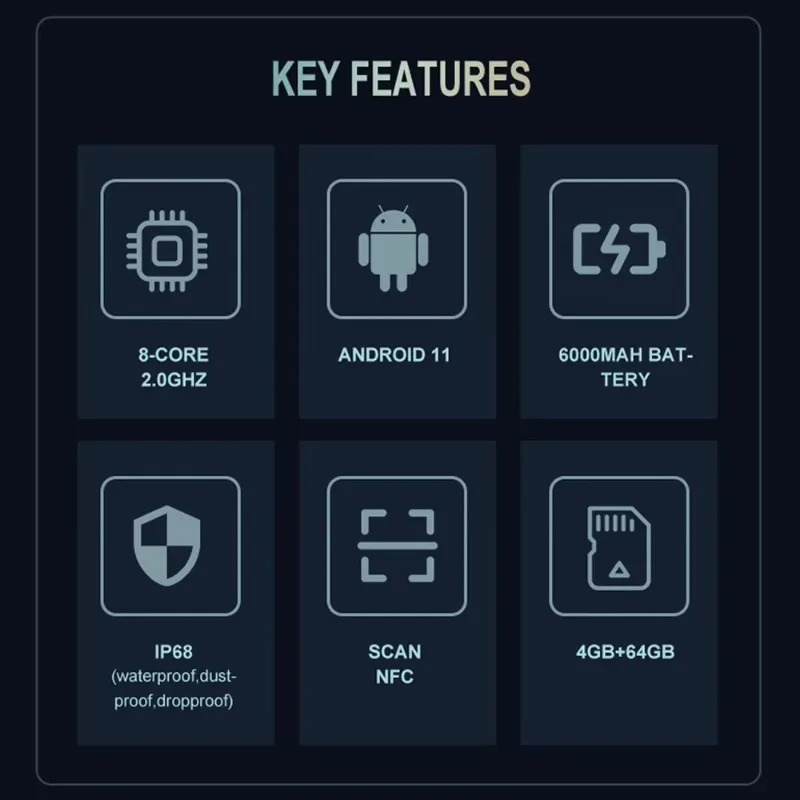 Rugged Android11 Barcode Scanner 6000mAh IP68 4G Data Inventory Intelligent Handheld Reader Computer PDA for Warehouse Logistics