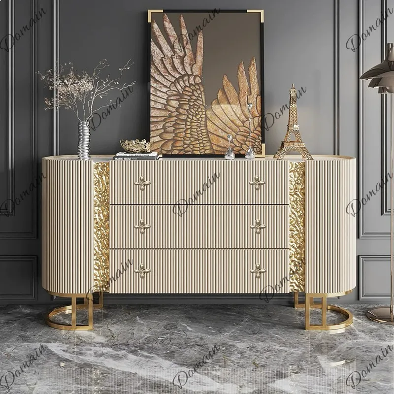 Italian Luxury Solid Wood Sideboard Hallway Entryway Divider Cabinet Storage Chest of Drawers