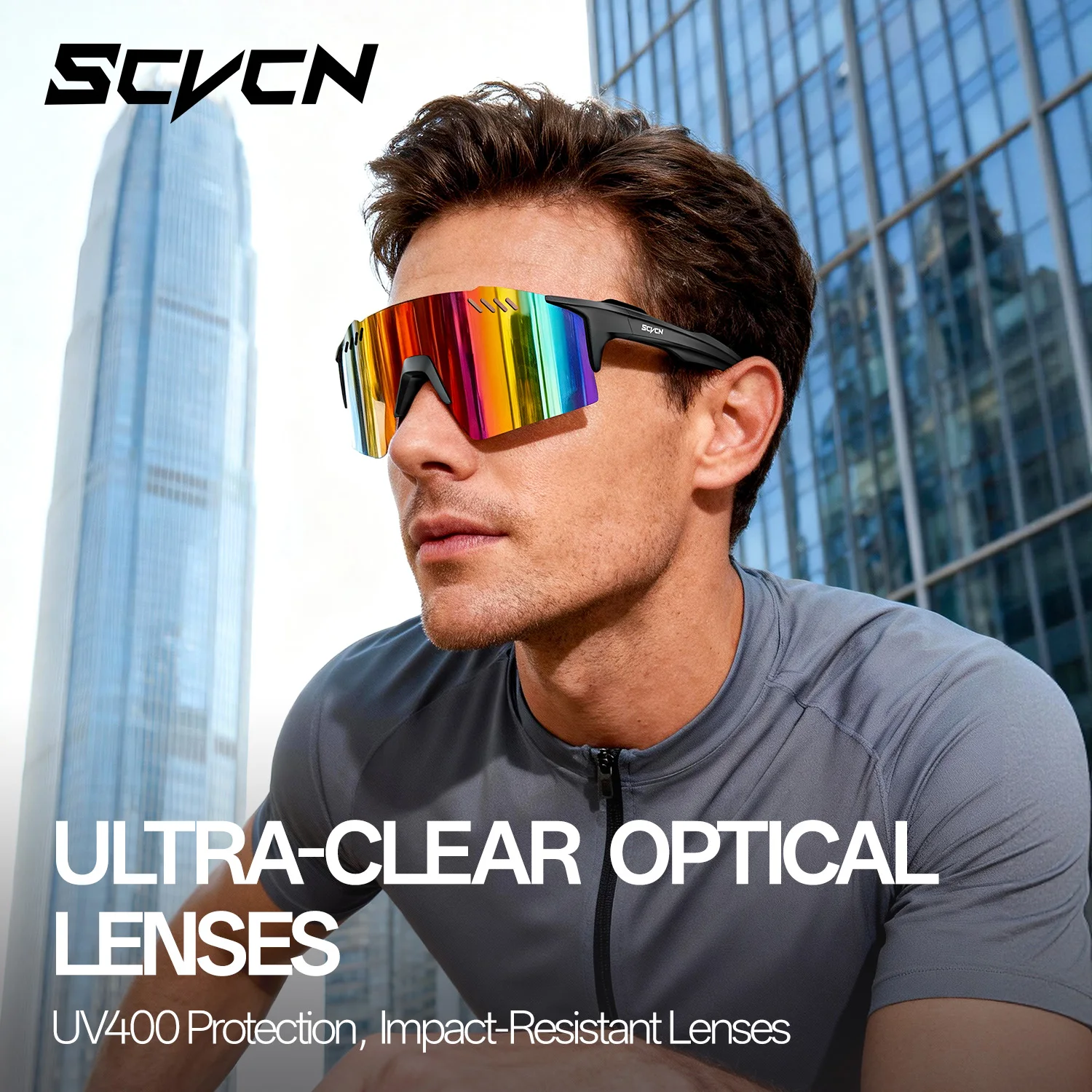 SCVCN Photochromic UV400 Sunglasses Driving Bicycle Eyewear Outdoor Sports Bike Cycling Glasses MTB Climbing Glasses Men Women