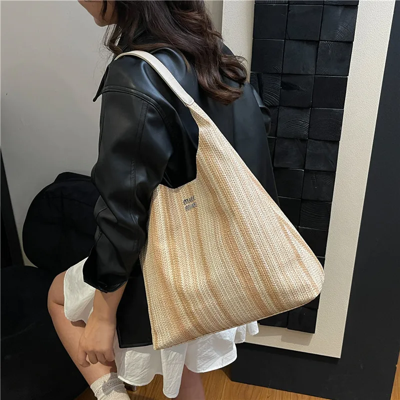 Tas Tote Blok Warna Baru 2025 - Tas Selempang/Tas Bahu Anyaman, Tas Tangan Unik untuk Wanita, Luas untuk Kerja & Penggunaan Sehari-hari ‌