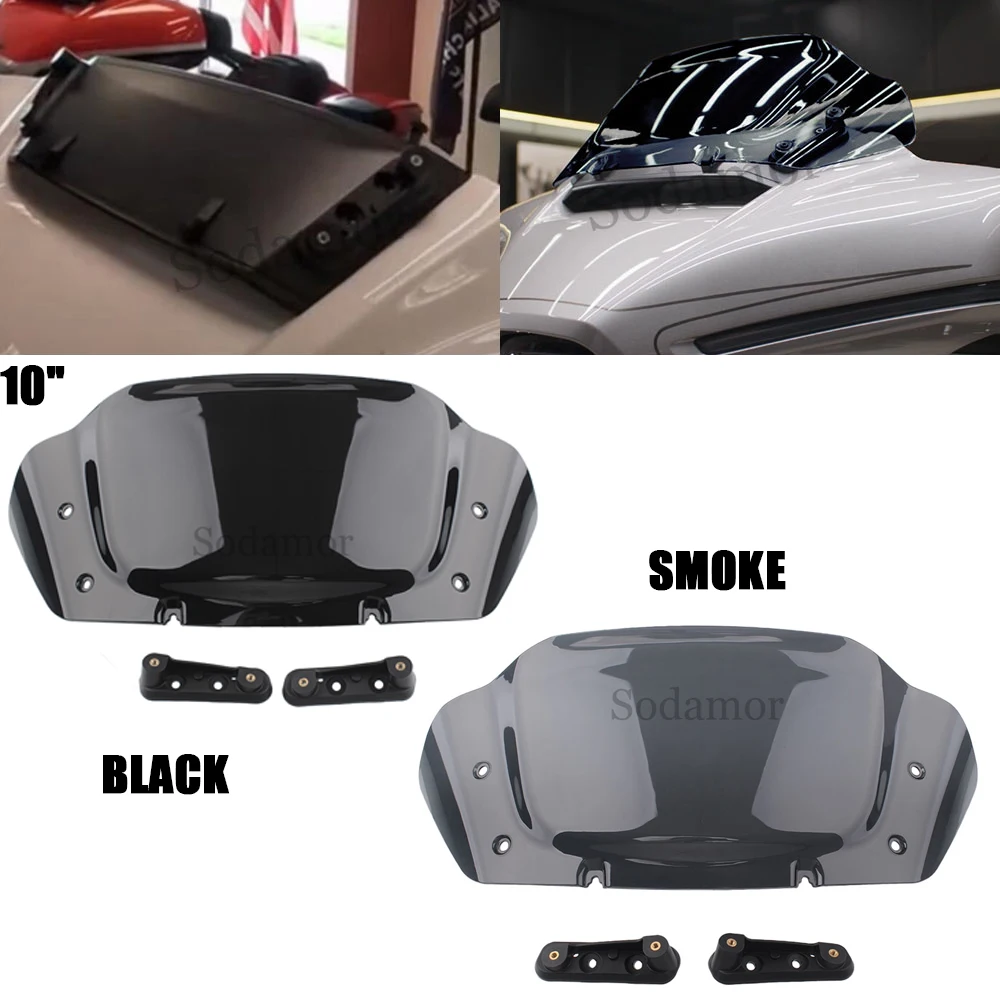 

10 "черный передний обтекатель мотоцикла, ветровые стекла, дефлекторы ветра для моделей Harley CVO Street Glide FLHXSE 2023 2024-Later