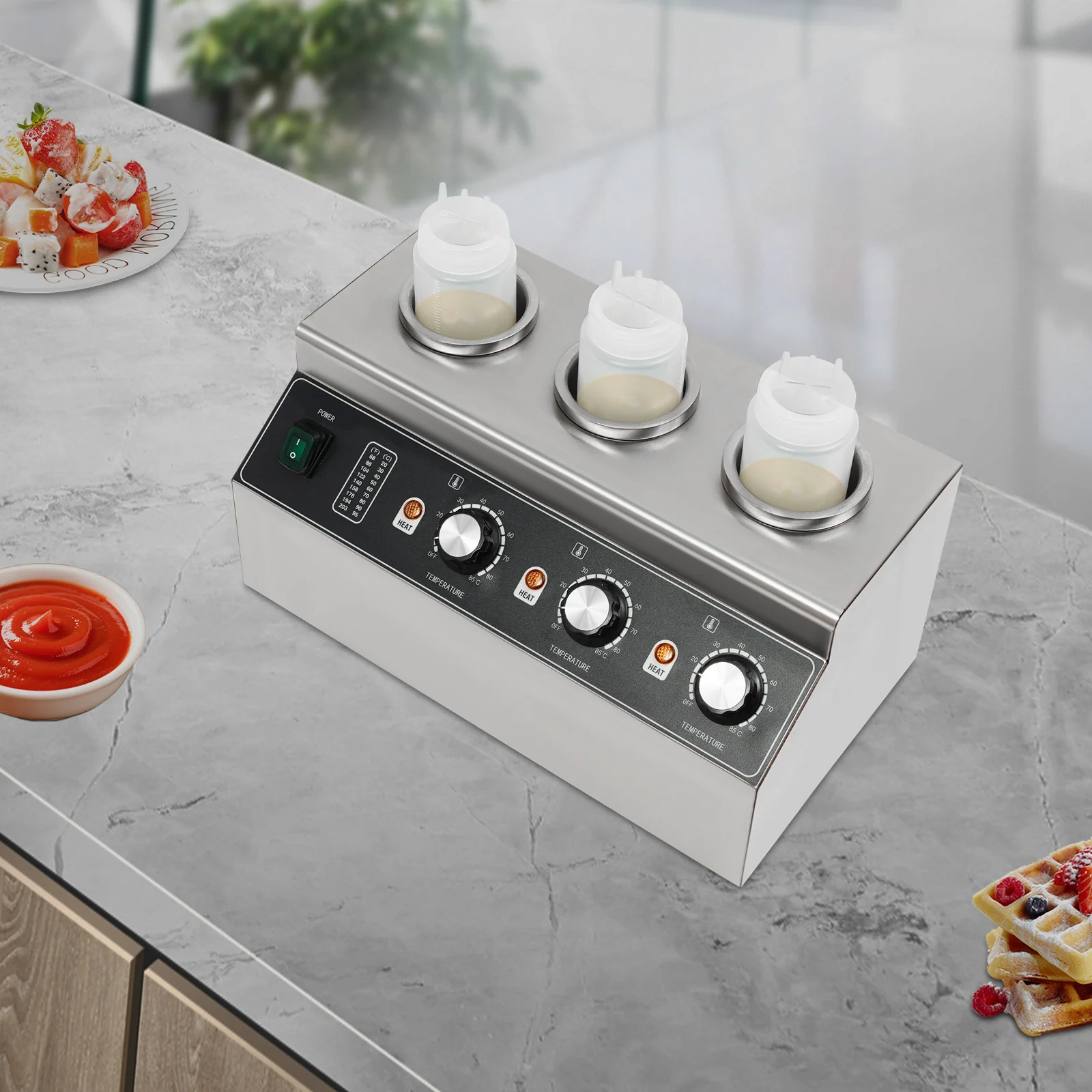 201 스테인리스 스틸 실버 44*24.5*24cm 전기 소스 워머 상업용 전기 소스 워머 케첩 치즈 소스용