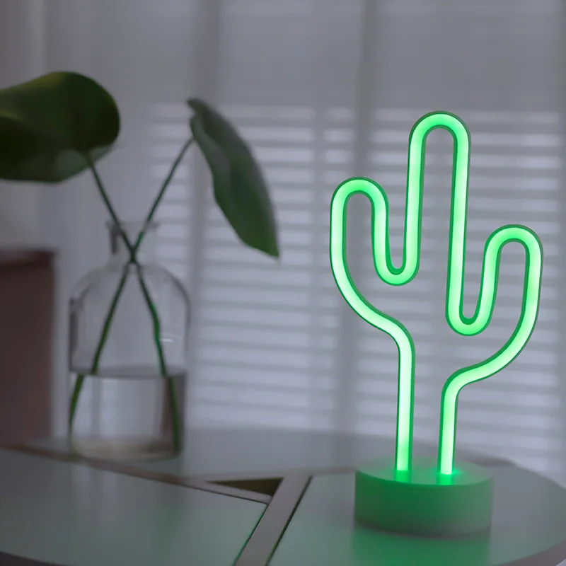 Tropical cactus neon lights, USB/battery powered, living room, summer party, birthday gift, countertop atmosphere light