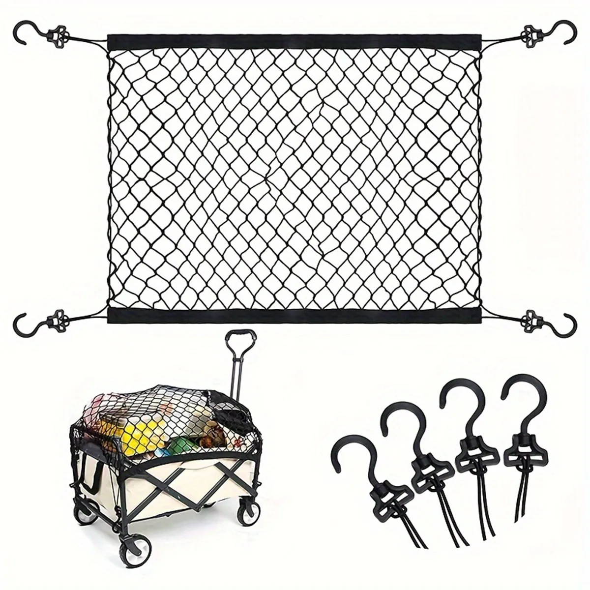 

Camping cart guard net, camping cart net bag, small cart guard net, garden cart fixed net, campcart storage net