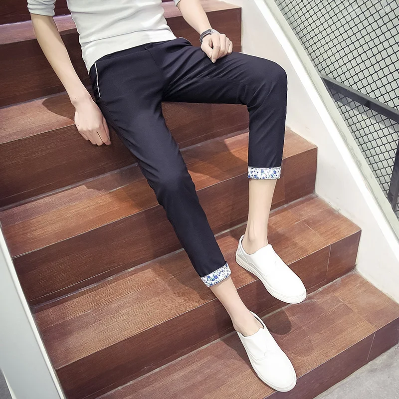 Summer Casual Slim Fit Men's Eighteen Pants Korean Style Fashionable Thin Nine Point Small Foot Pants Youth Active Style