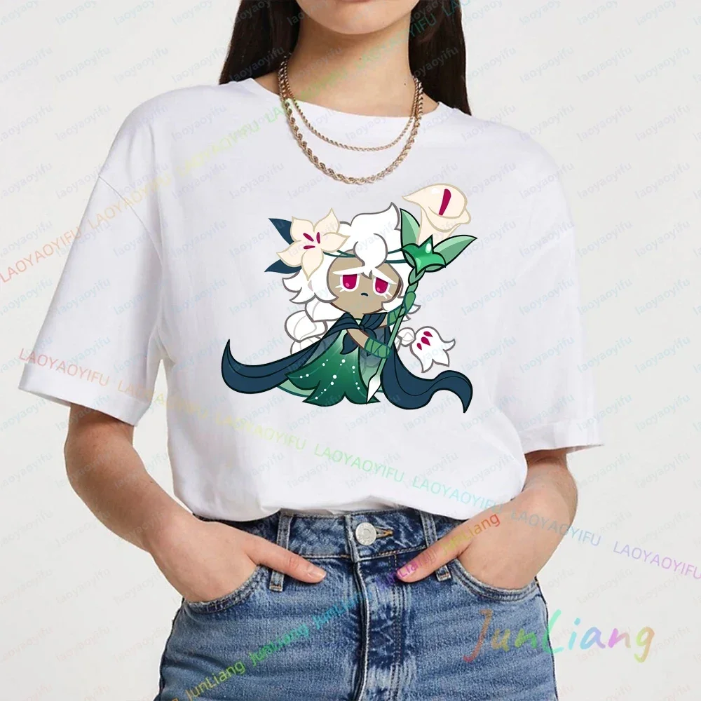 White Lily Cookie! Run Kingdom Vintage Harajuku Streetwear Top Y2k Clothes for Women Woman Clothing T-shirts Goth Women's