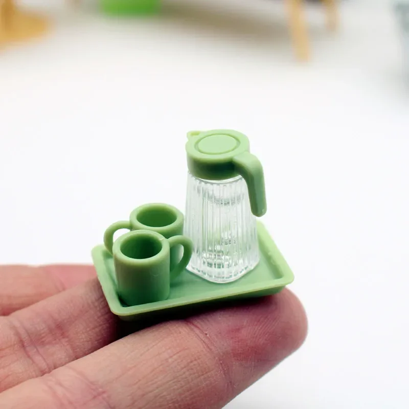 Dollhouse Mini Mug Set Transparent Tea Cup 1set DIY 1/12 Scale Miniature Scene Model Home Decor Decoration