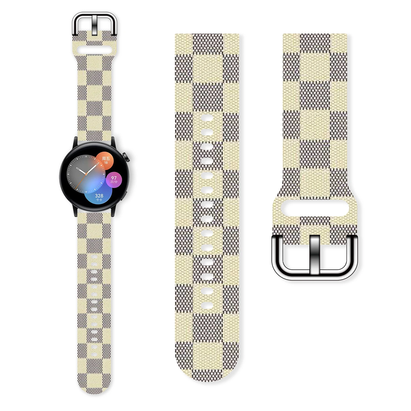 

MINISO Plaid 20mm Printed Strap for Samsung Galaxy Watch 7/6/5 40mm 44mm Band Replaceable Bracelet for Amazfit Balance 5Pro 45mm