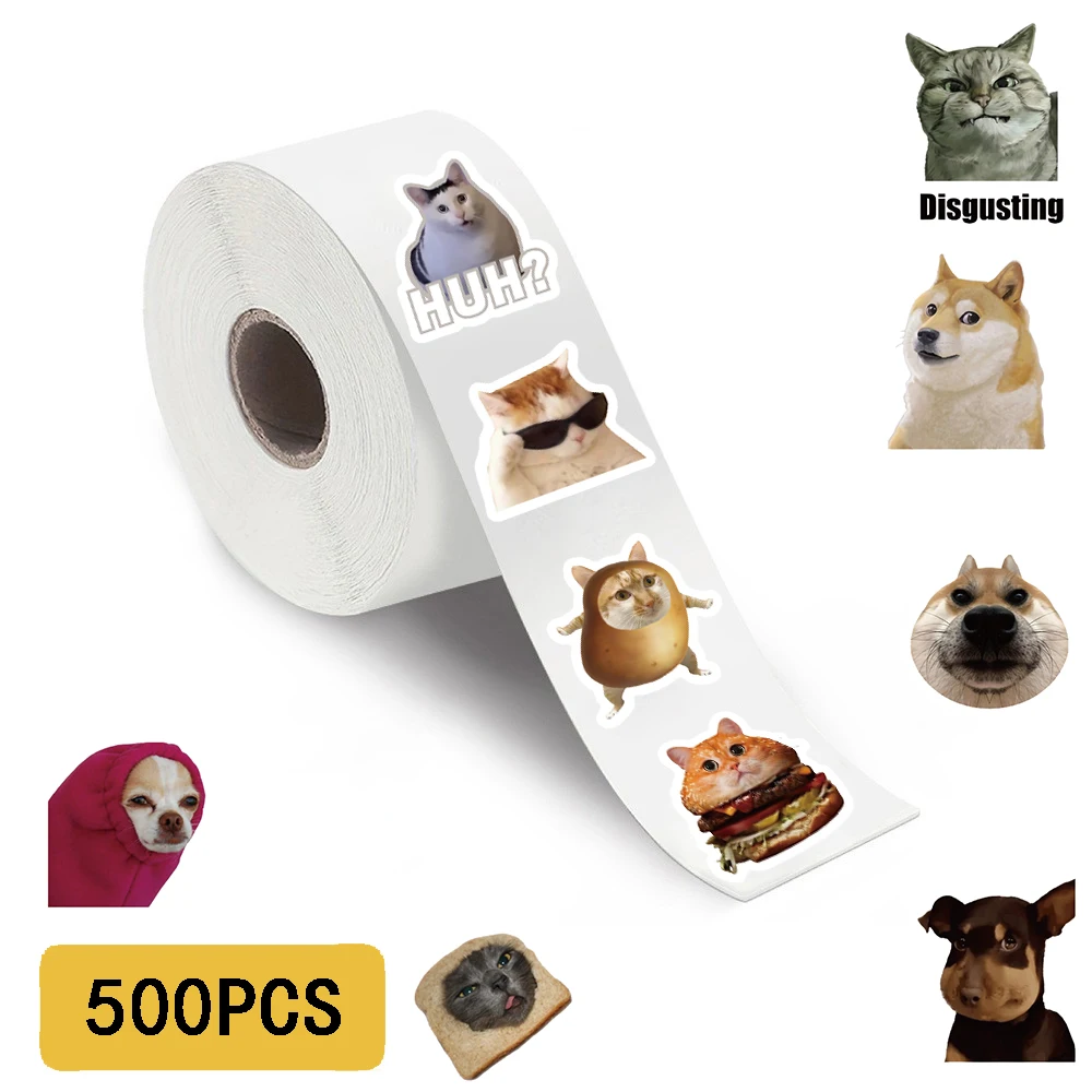 500PCS Cute Animal Kawaii Sticker Roll image