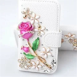 Bling Diamond Rhinestone Wallet Case, PU Leather Flip Cover, Fashion Case for iPhone 15, 14, 11, 12, 13Pro, XR, Max, 16 Plus