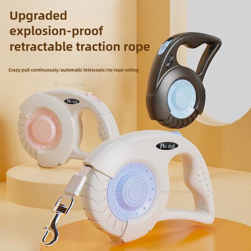 

5M Retractable Belt Dog Leash Dog Chain for Small Medium Large Dogs with One Handed Brake Pause Lock Free Pet Walking Leash