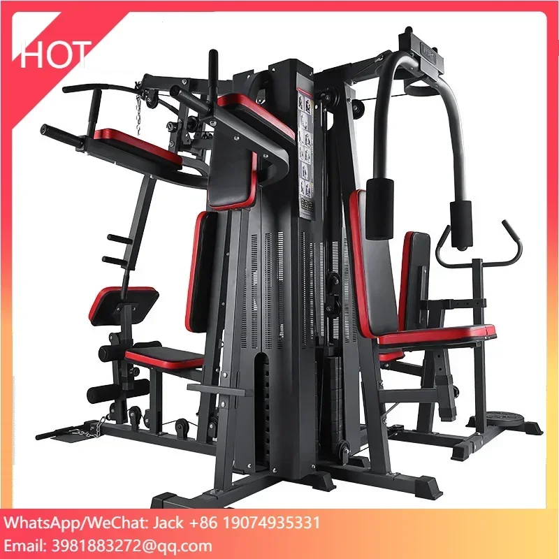 Multi-functional multi-trainer five-person station indoor sports fitness equipment