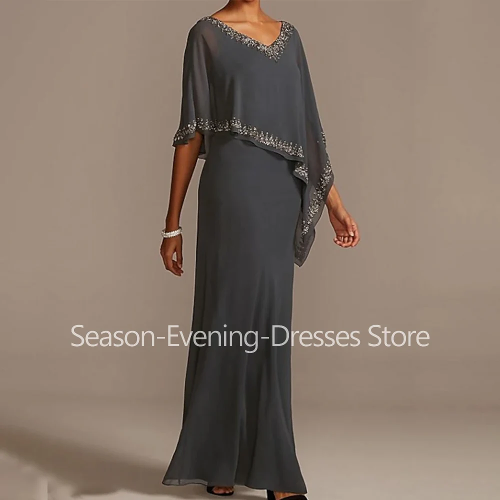 

Customized Elegant Long Beads Mother of the Bride Dresses Boat-Neck Ankle-Length Mermaid Wedding Guest Party Groom Dress 2026