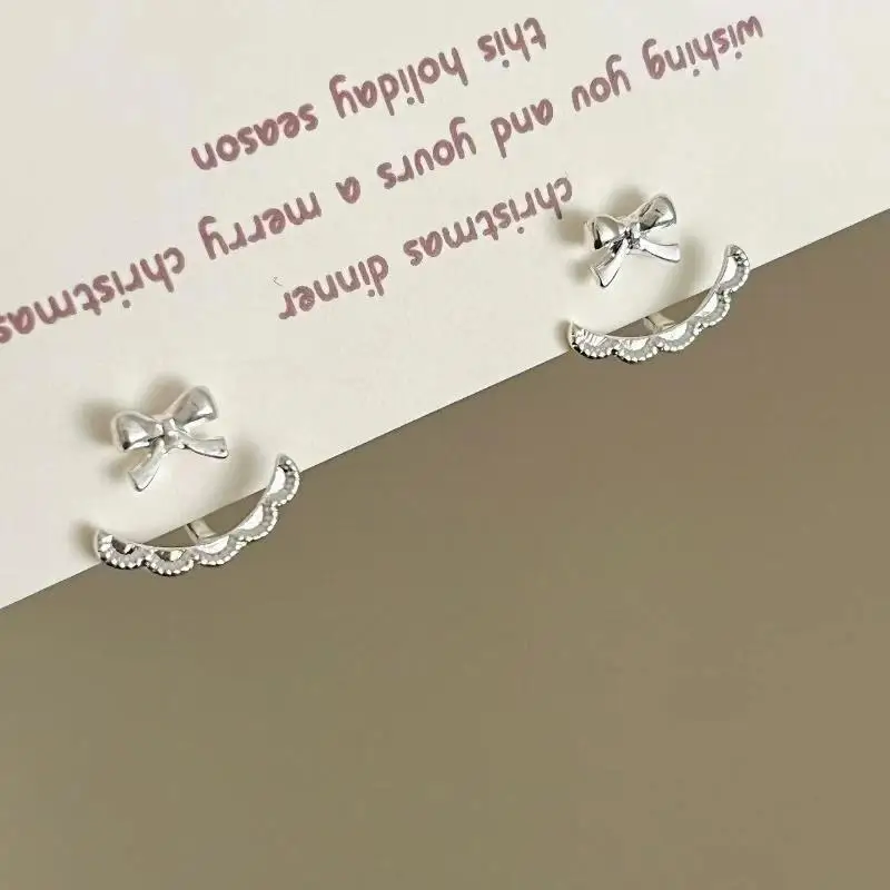 Lace Butterfly Knot Earrings Pierced Design Geometric Ear Cuffs Comfortable Women Jewelry for Business Occasion
