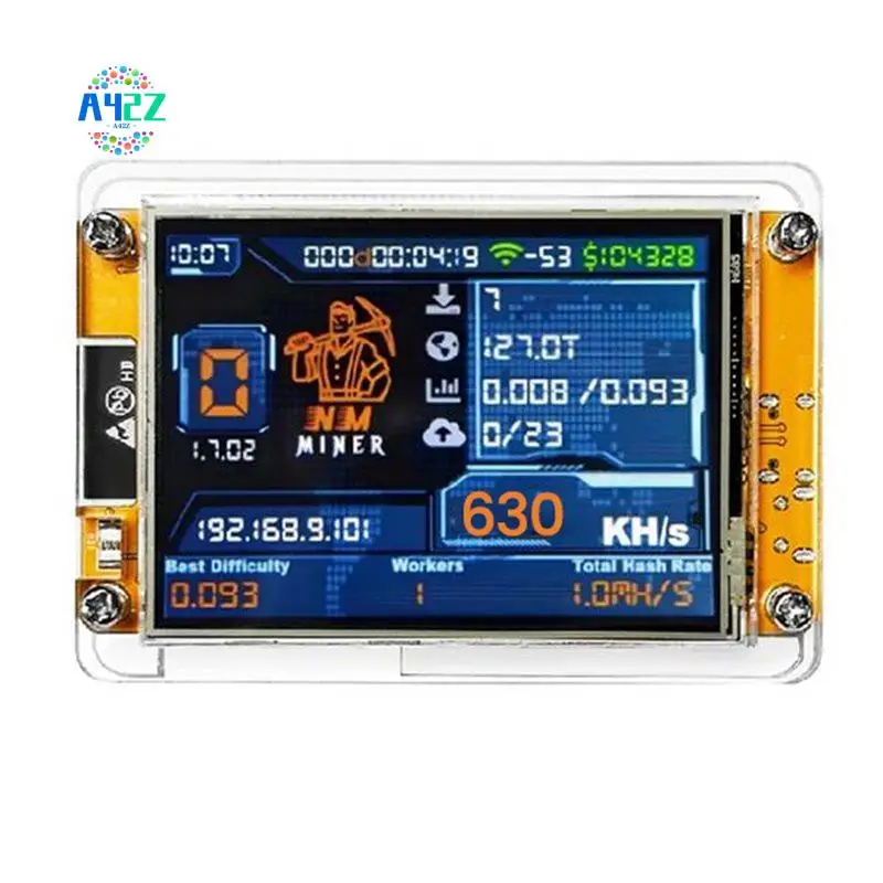 

A42Z-630KH/S Nmminer Nerdminer Upgraded Harshrate 2.4 Inch Smart Display Bitcoin Crypto Solo Lottery Miner Nerdminer