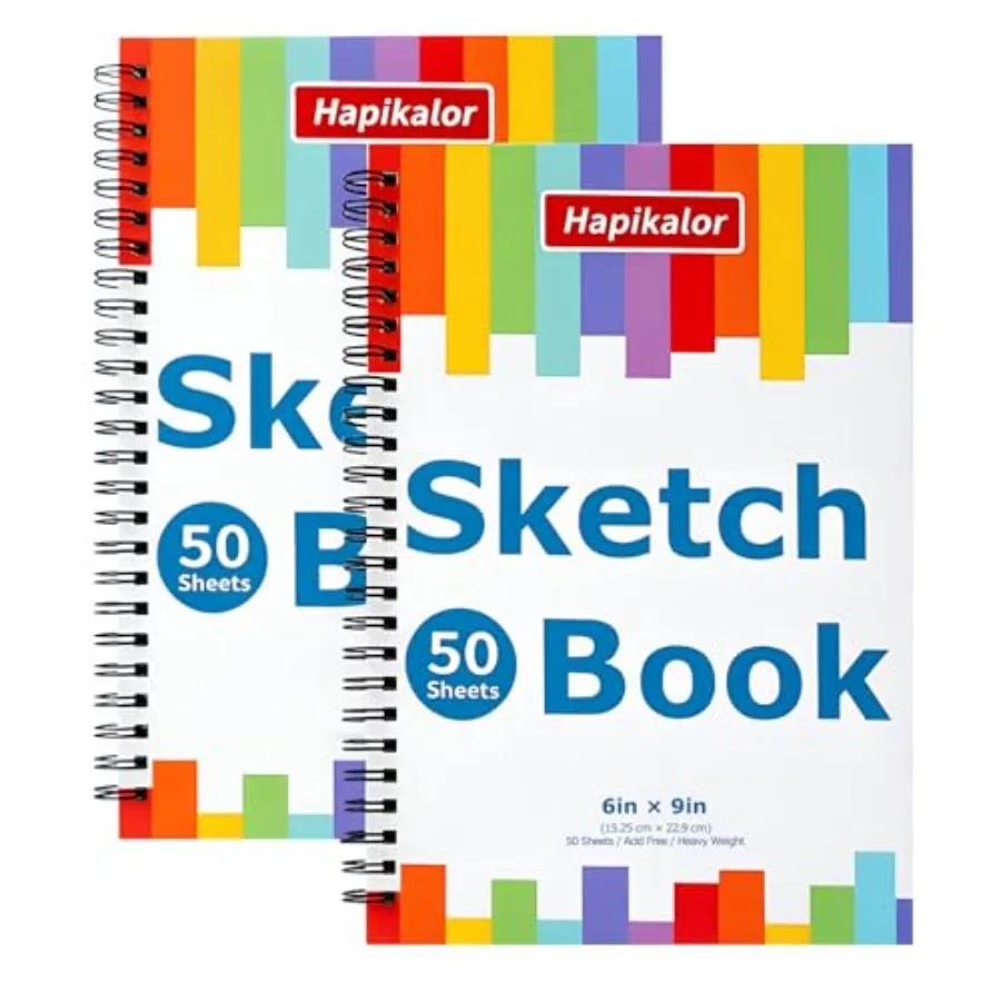 6" x 9" Sketch Book, Spiral Bound Sketch Pad, 50 Sheets 68lb/100gsm Acid-Free Drawing Paper, Art Sketchbook, Drawing Pad for Ar
