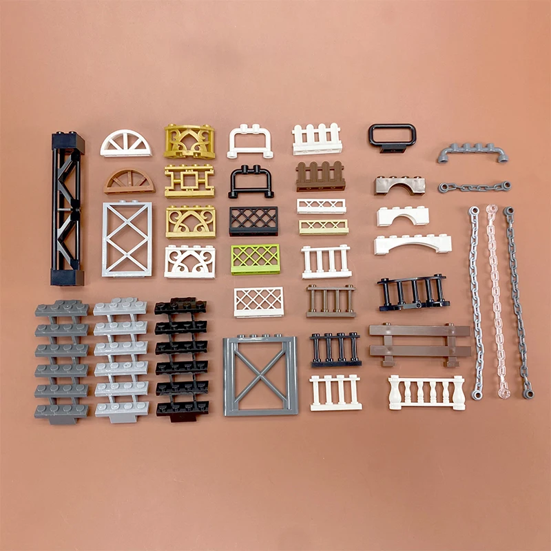 City MOC Parts Building Blocks Chain Fence Railing Stair Barrier Ladder Castle Garden Military Bricks Toys Compatible With LEGO