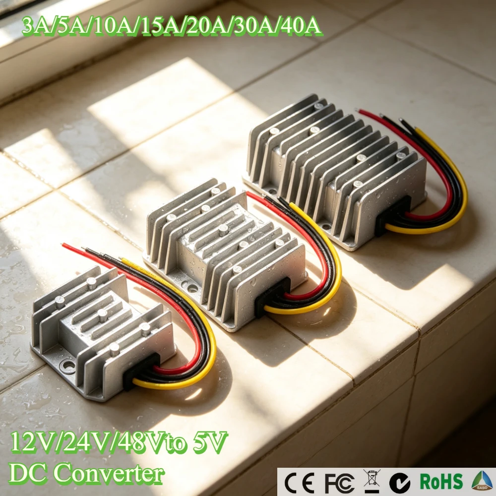 12V/24V/48V to 5V 3A 5A 10A 15A 20A 30A 40A DC DC Power Buck Converter Voltage Regulator Step Down Supply Module For Car CE ROHS
