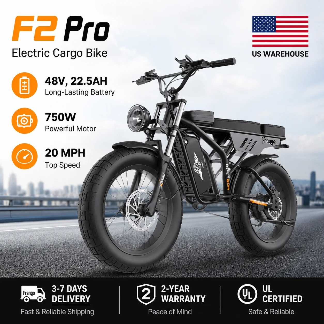 

Freego F2 Pro Electric Bicycle 1400W/48V/22.5Ah 20 x 4.0 Fat Tires Removable Battery 34MPH & 43 Miles Long Range Ebike 7-Speed