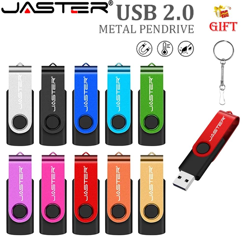 JASTER Rotatable Metal USB 2.0 Flash Drives 128GB Pen Drive 64GB  Memory Stick 32GB Real Capacity16GB 8GB Business Gift U Disk