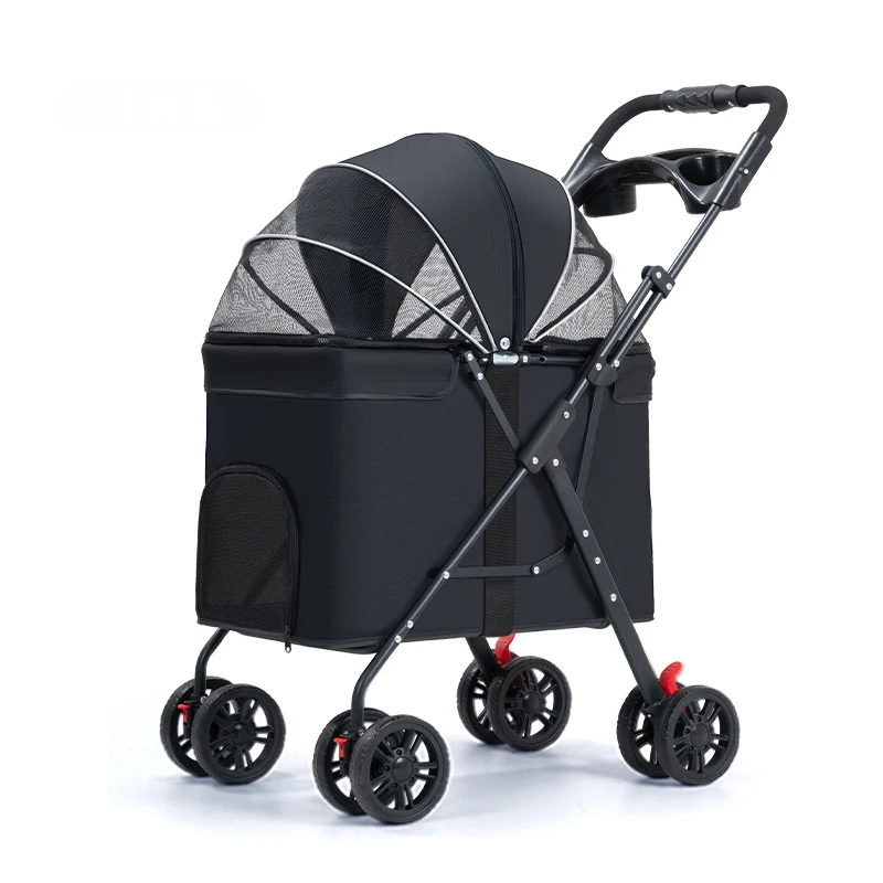 

Medium Dogs Stroller Portable Foldable Pet Stroller with High Top High Top Design and Triple Opening Canopy Lightweight Cart ﻿