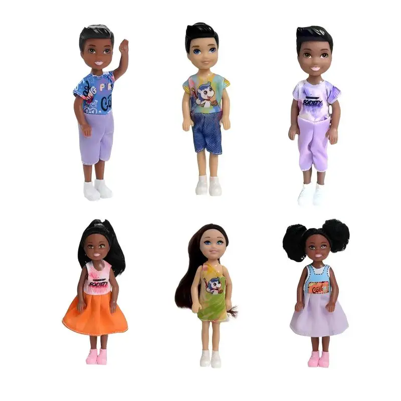 

Kawaii 6 Person / Lot 5.5 Inch Dolls Girls Boy Lover Game Sister Brother Play Toys Doll Accessory Fast Shipping Gift For Girls