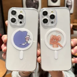 Cute Toms and Jerrys  Magnetic Phone Case for iPhone 16 15 14 13 12 11 8 7 Plus Pro Max X XR XSMax Soft Clear Tpu Cover