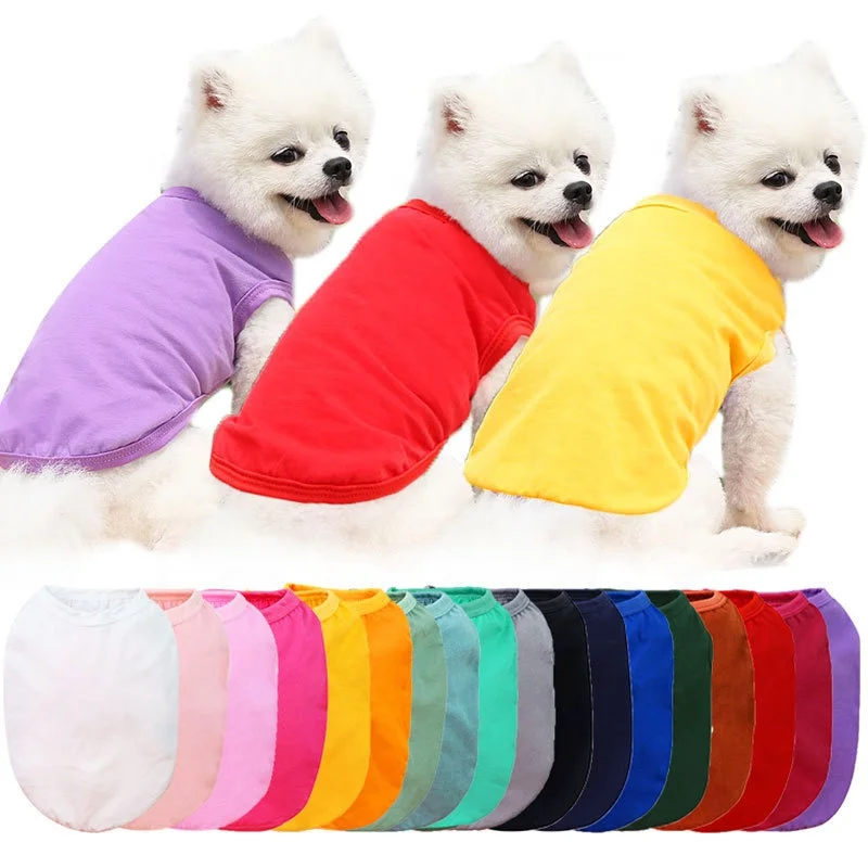 

TTT Multi Colors Thin Plain Cotton Dog Tshirt Dogs Clothes