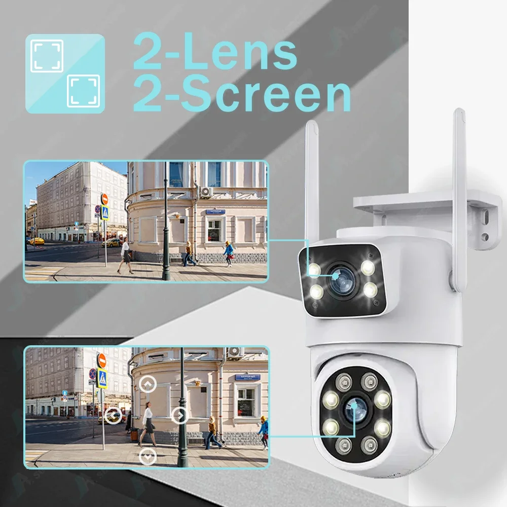 NINIVISION-Câmeras IP PTZ de Segurança Externa, Câmera de Vigilância WiFi, Lente Dupla, Rastreamento Automático, Detecção Humana AI, 4K, Áudio 8MP