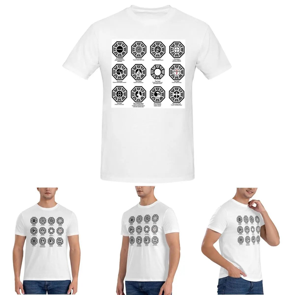 

Lost Dharma Initiative - Мужская футболка The Stations, хлопковые футболки большого размера, мужская одежда с короткими рукавами и круглым вырезом, топы S-6XL