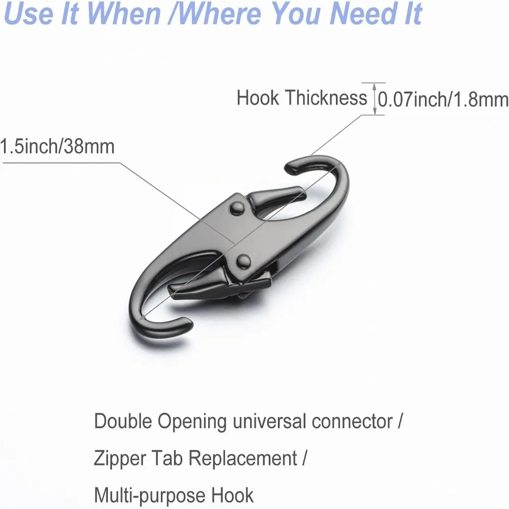 8 Pcs Silver Zipper Lock Clip New Detachable Black Carabiner Clip Metal Anti Theft Bag Suitcases
