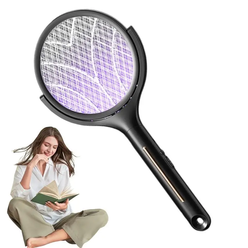 

Fly Zapper Racket Electric Swatter Three-stage Telescopic 90-degree Rotation Wall-mounted Handheld Charging Mesh Gnat Trap For