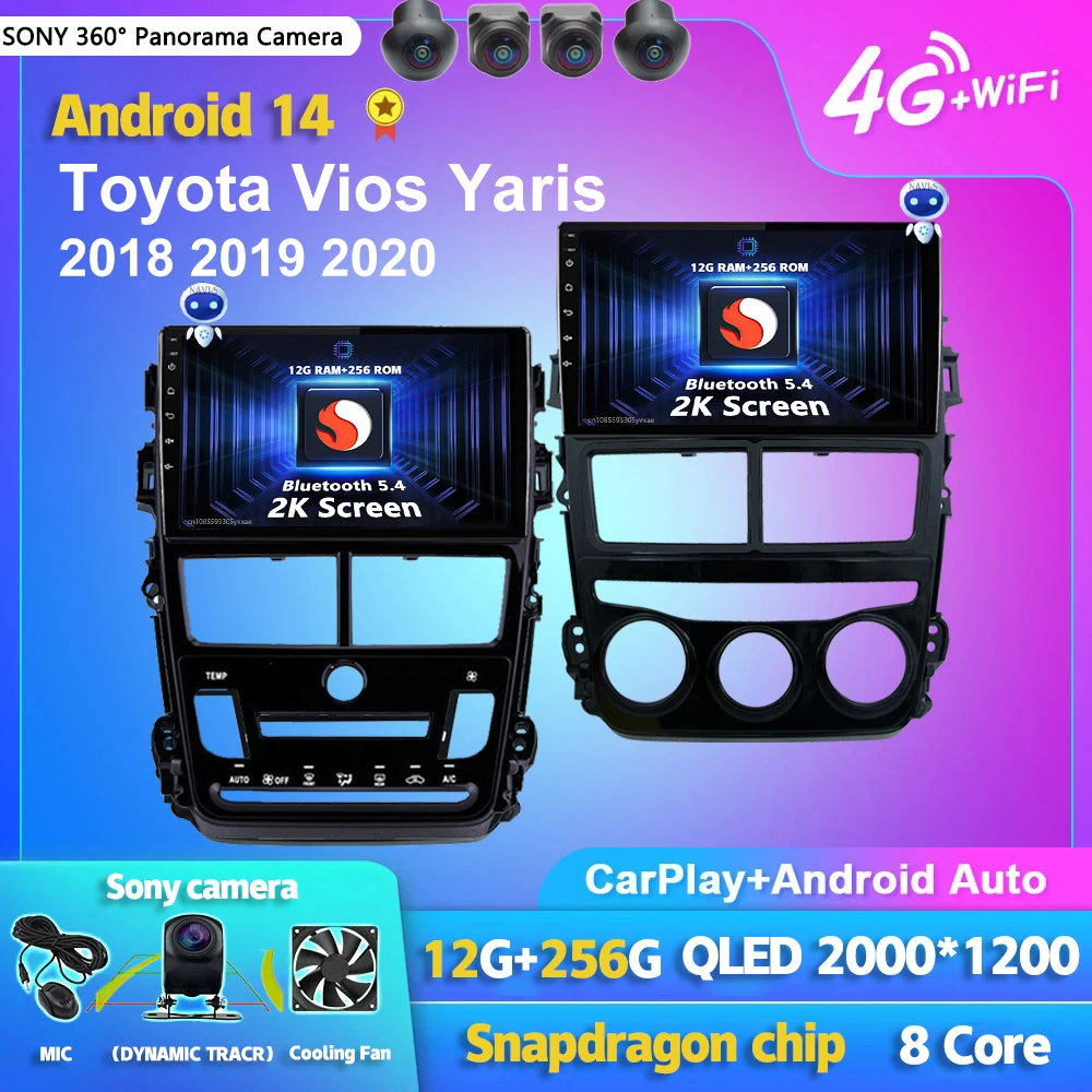 

Android 14 Carplay Auto Car Radio Multimedia Player For Toyota Vios Yaris 2018 2019 2020 DSP Autoradio GPS Stereo 2din Head Unit