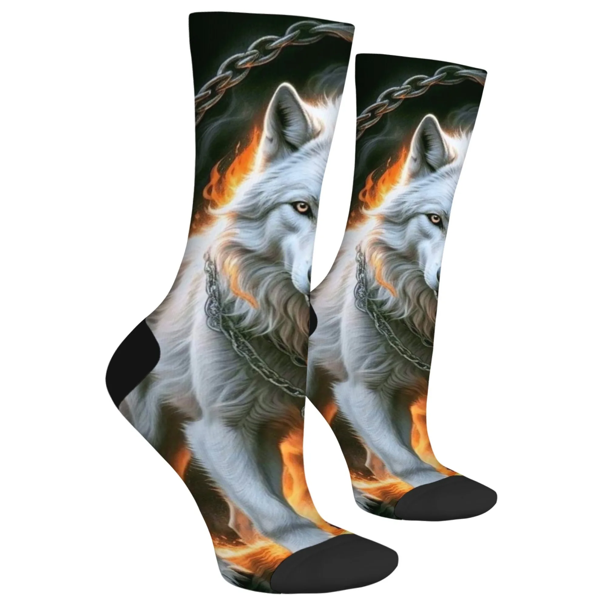 لهب الأبيض الذئب الرجال الجوارب الرجعية موضة الجوارب غير رسمية مجنون الشارع الهيب هوب الجوارب تنفس المضادة للانزلاق جوارب رياضية في الهواء الطلق #3