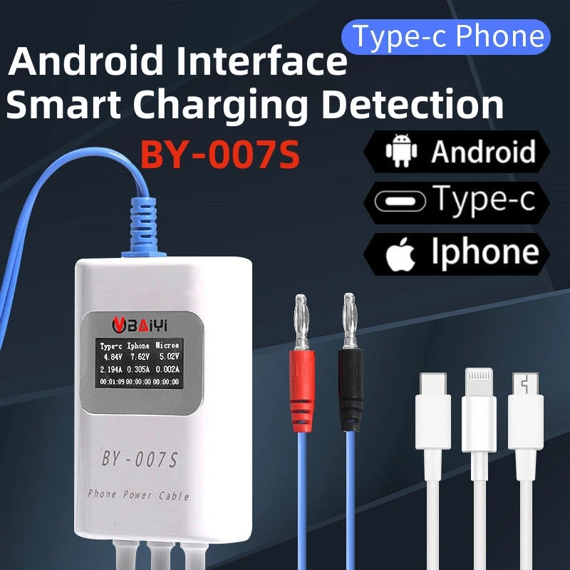 

BY-007S Mult-charging Protocol Smart Charging Detevtion Cable Supports Type-C Lighting Micro USB Three Device Interface