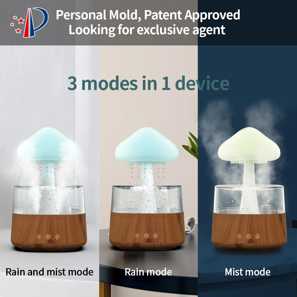 Rain Cloud Humidifier Mist Maker Relaxing Raindrop Lamp for Oil Aroma Cloud Diffuser Mushroom rain humidifier 7 Colors Light