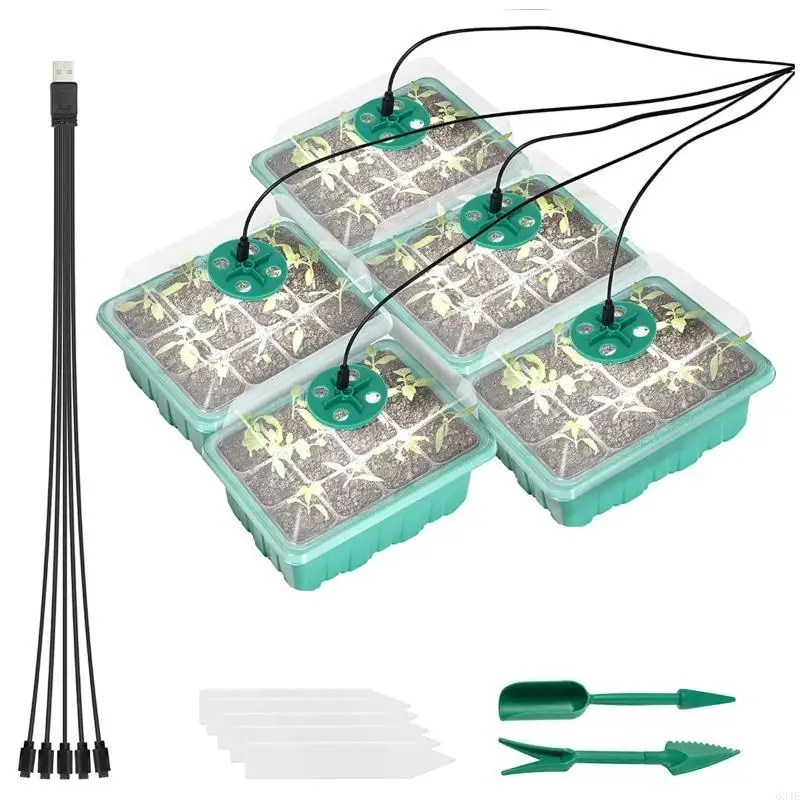 

634E Seed Starter Tray with Grow Light Seed Starter Adjustable Humidity for Plants Starter Base Germination Seed Growing Set