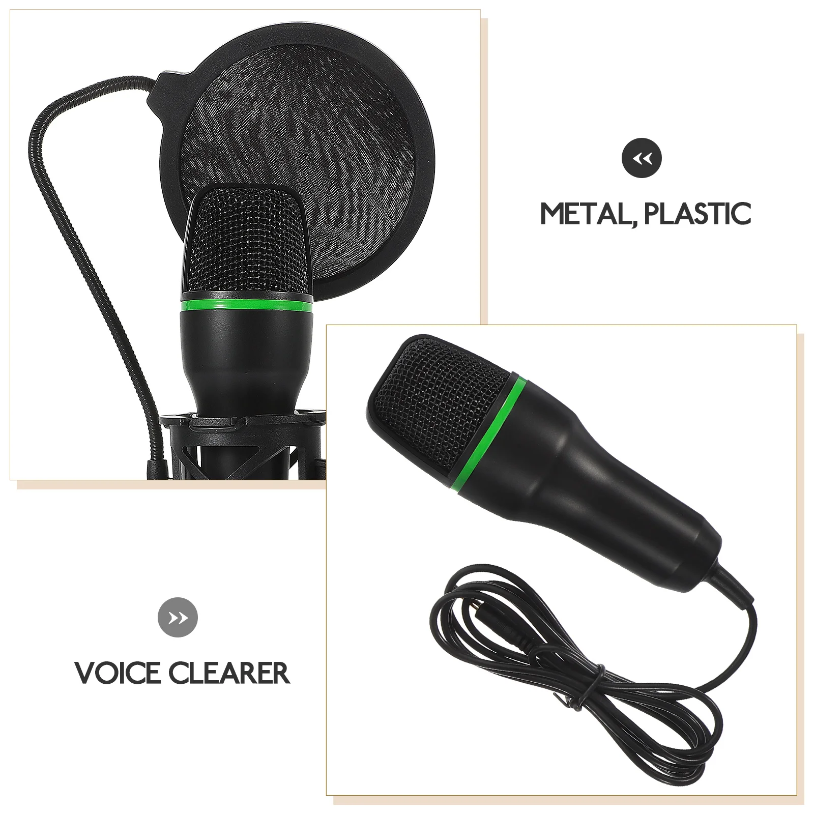 

Gaming Microphone USB Condenser Mic for Laptop Desktop Computer Noise Reduction Set Black ColorBracket Pop Filter Streaming