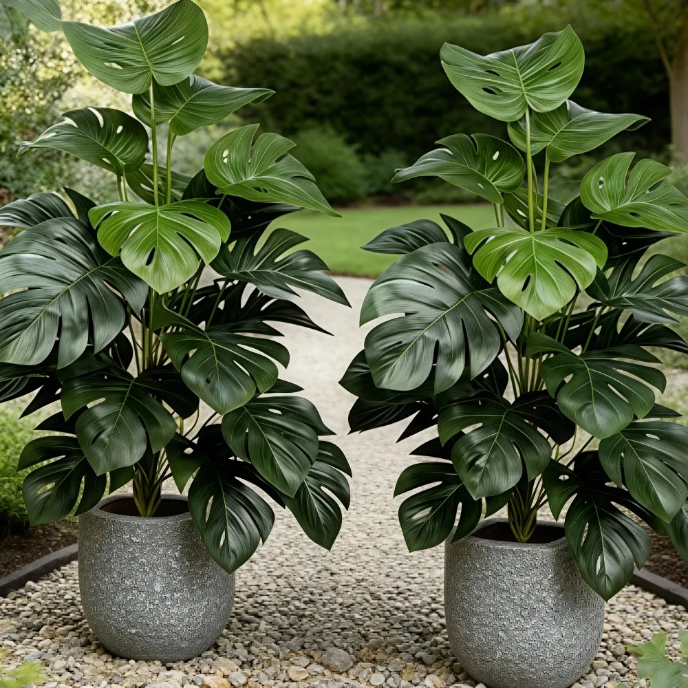 1 Stück Künstlicher Monstera-Baum, Gefälschte Palmpflanzen, Plastik-Schildkrötenblätter, Tropische Landschaftspflanzen für Heim, Garten, Büro-Dekoration 2026 – Detail 2