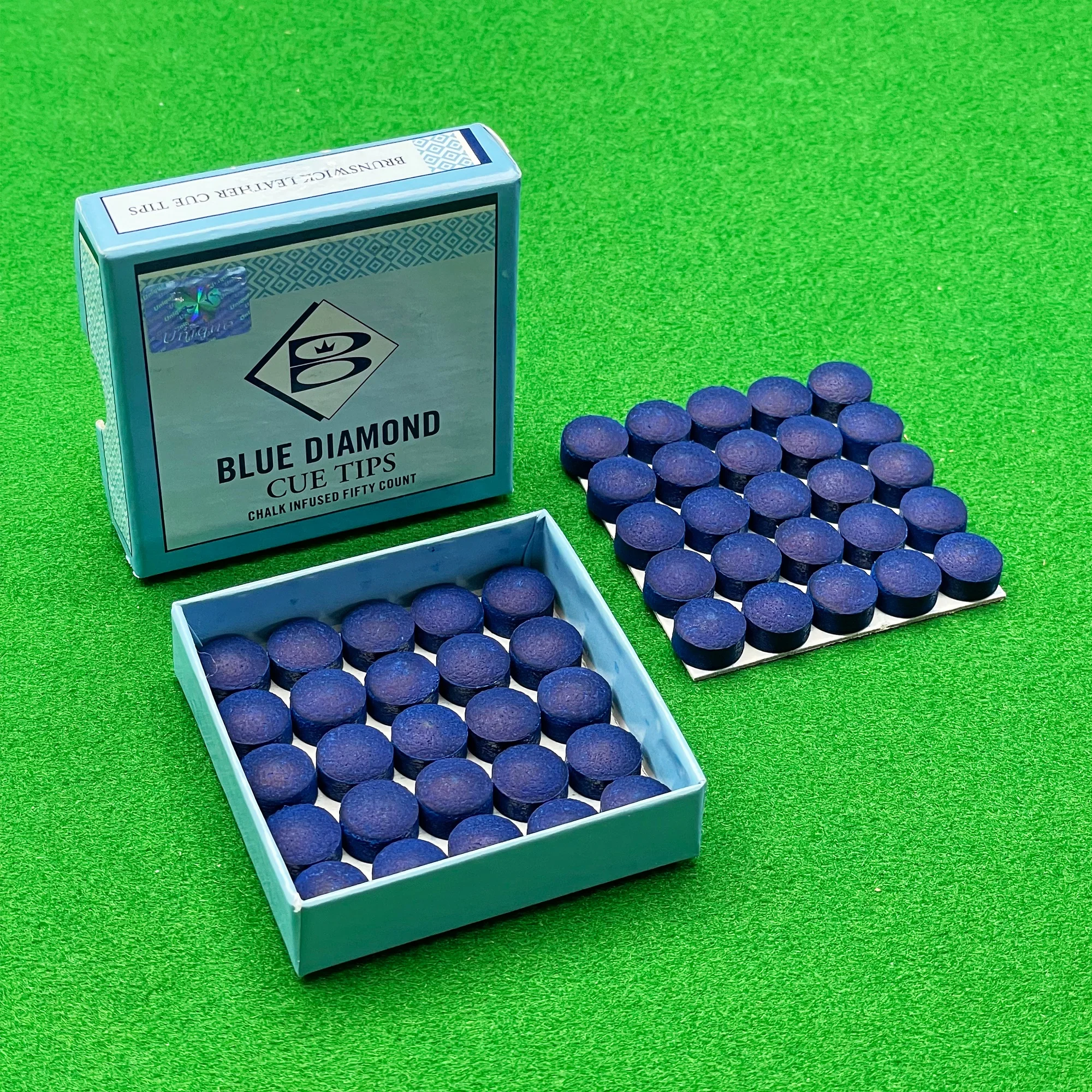 50pcs/set Blue Diamond Billiard Pool Cue Tips 11mm Snooker Cue Tip Billiard Accessories