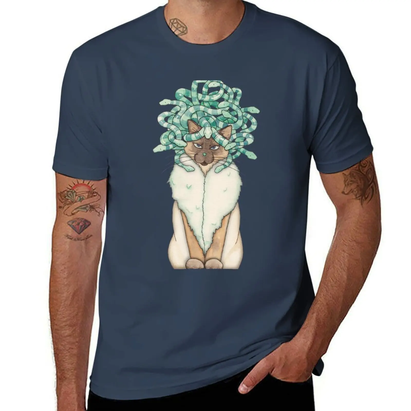

Medusa Cat T-Shirt Worker Basic Short Sleeve Tee