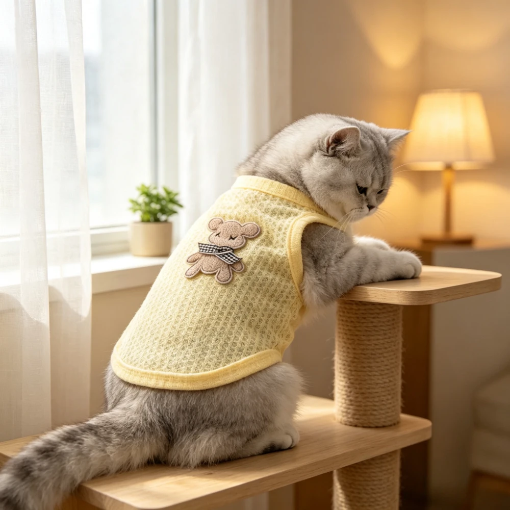 1 Stück Waffelstrick-Hundeweste Ärmelloses Trägeroberteil Atmungsaktives Sommer-Haustier-Outfit für kleine Hunde und Katzen