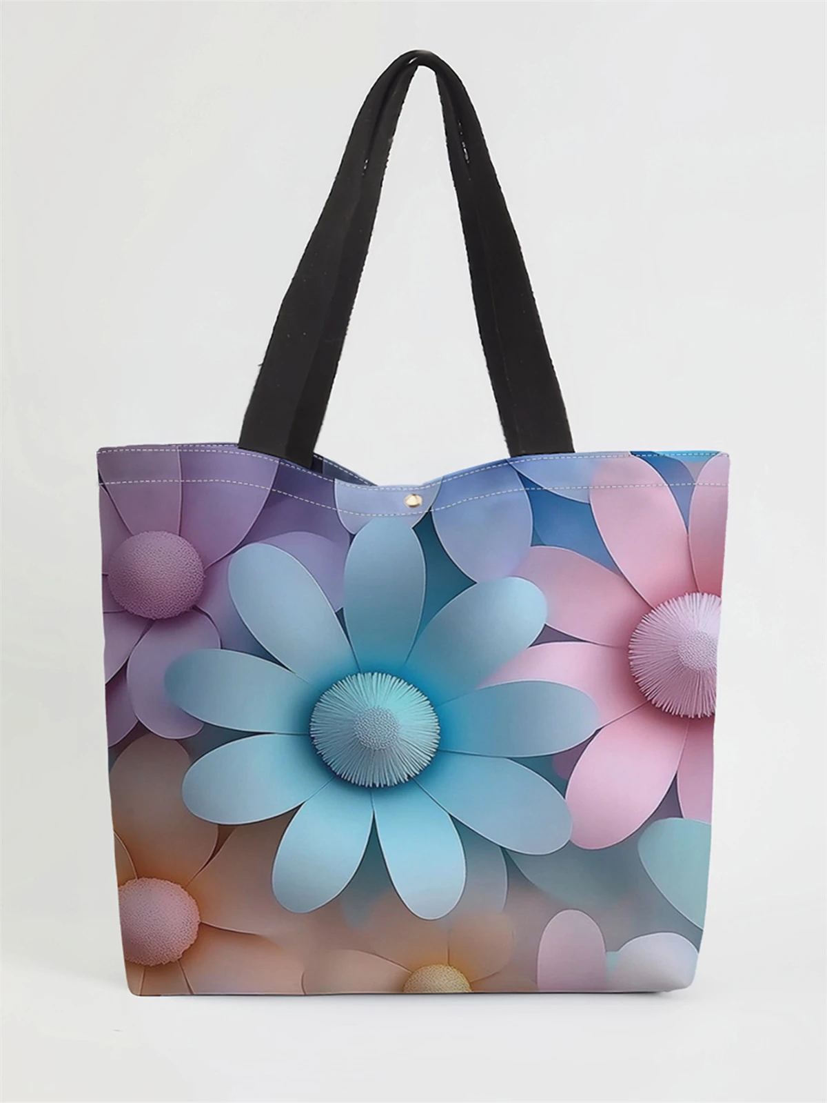 

1pc， Flower patterned handbag, reusable fashionable handbag, multifunctional handbag, printed canvas shopping bag