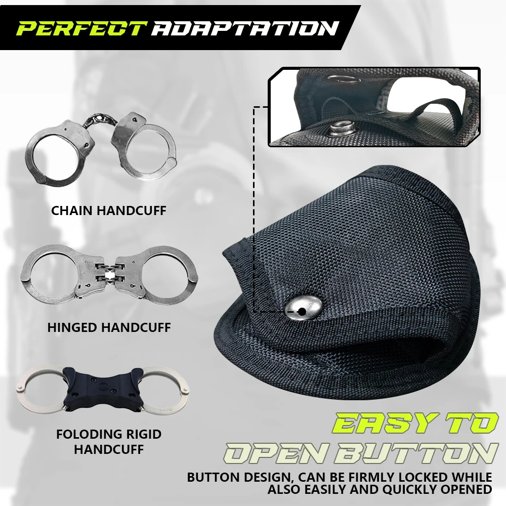 Tactical Molle Handcuff Holder,Quick Pull Out,Waist Pockets,Tool Key Phone Holder,Two Buttons,Adjustable,Fits 1.5inch Belt Loop image 2