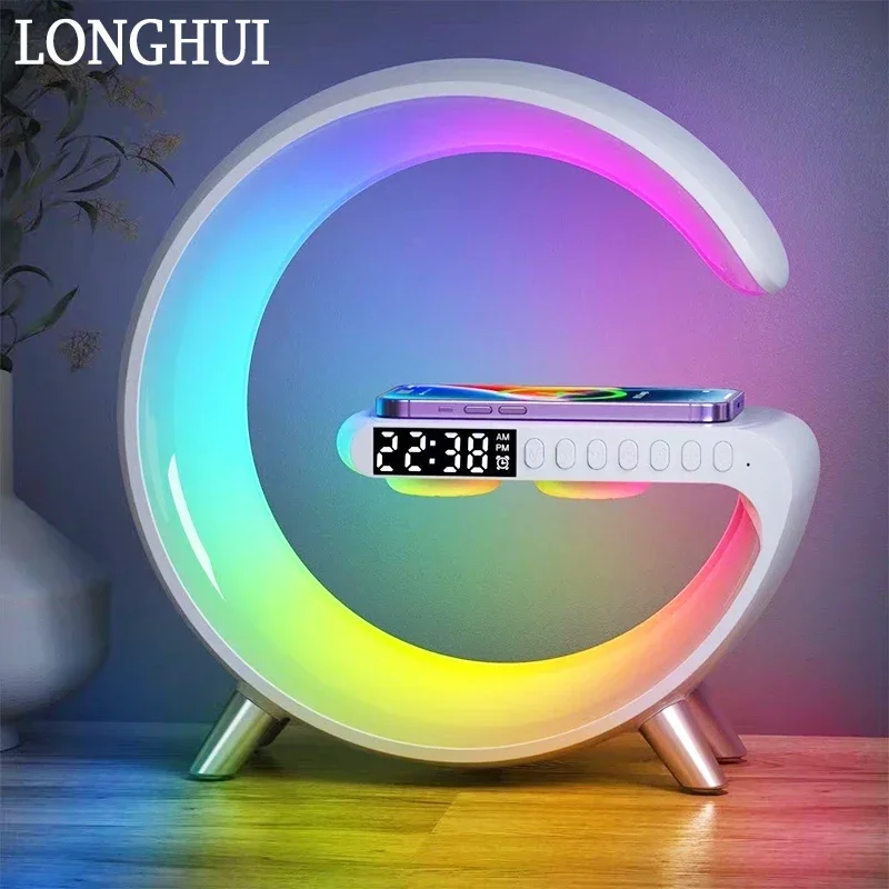 

Digital Alarm Clocks LED Clocks Moon Atmosphere Lamp Bedroom Clock Speaker Night Lights RGB App Control Clocks Wireless Charger