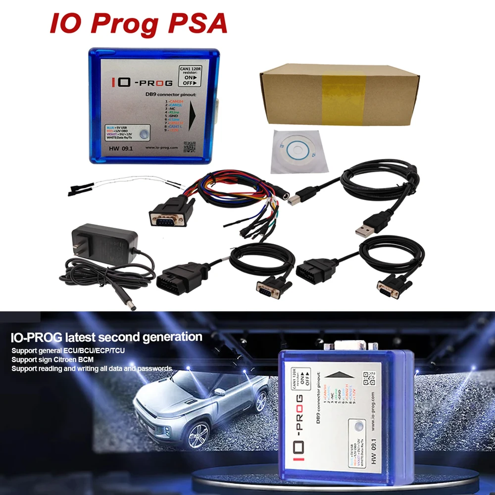 

Newest Licenses IO-PROG for PSA BSI for FORD BCM for GM/OPEL ECU TCM BCM EPS BD9 Connector Pinout IO Terminal IO PROG Programmer